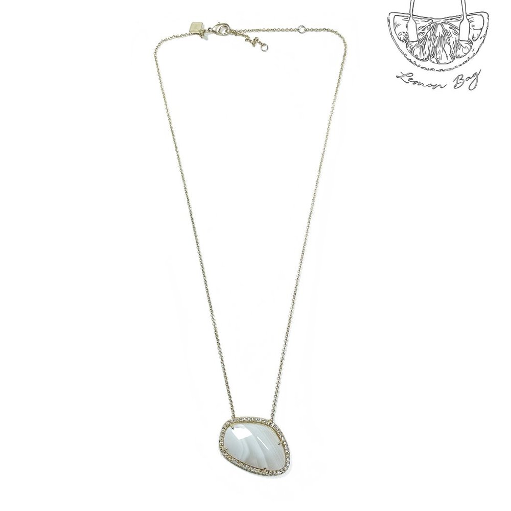 Banana Republic Stone Pendant Rhinestones Chain Gold Color Necklace